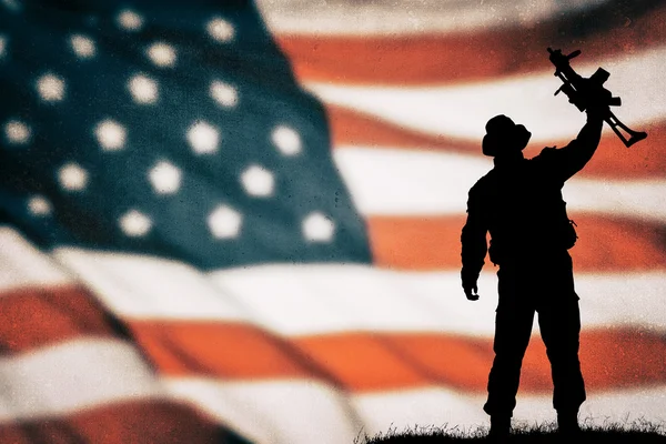 Amerikansk soldat siluett — Stockfoto