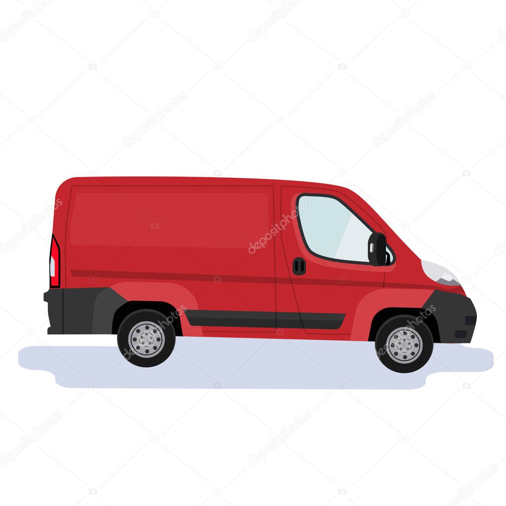 Minivan, car for transportation of goods. Cargo delivery. Car on a white background. Vector .
