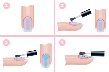 El tırnak bakımı. Temel manikür katmanını uygulama tekniği, talimatlar. Manikür için bir kılavuz çizimi. Vektör