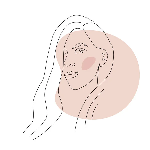 Linear Portrait Beautiful Woman Beauty Industry Women Holiday Vector Illustration — Stock Vector