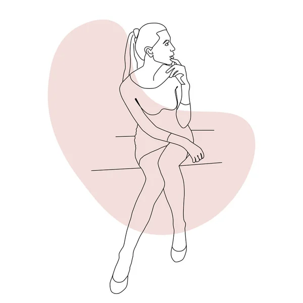 Γυναίκα Κάθεται Μια Κομψή Στάση Γραμμική Σιλουέτα Διάνυσμα — Διανυσματικό Αρχείο