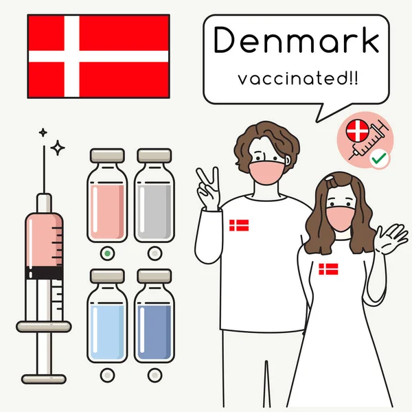 Νεαρός Άνδρας Και Γυναίκα Που Παρουσιάζουν Εμβολιασμό Για Την Υγεία — Διανυσματικό Αρχείο