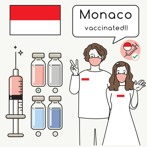 Giovani Uomini Donne Che Presentano Vaccinazione Salute Immunitaria Con Bandiera — Vettoriale Stock