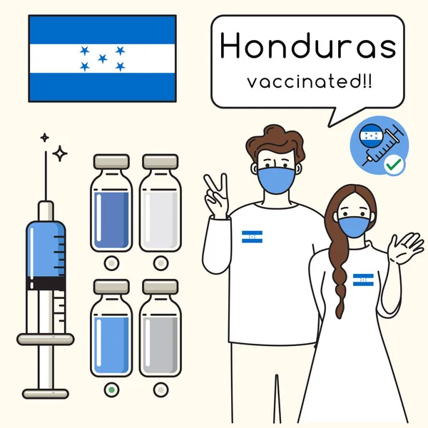 Молодий Чоловік Жінка Які Представляють Вакцинацію Здоров Імунітету Національним Прапором — стоковий вектор