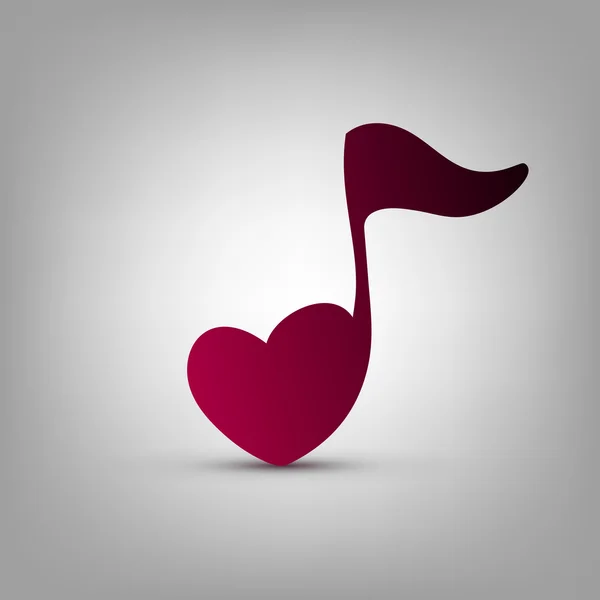 Heart shaped musical note — Stock Vector