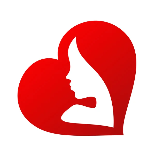 Woman face silhouette inside of a heart shape — Stock Vector