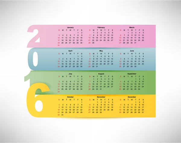 Calendario 2016 — Archivo Imágenes Vectoriales