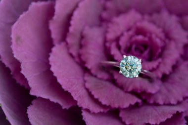 Nişan yüzüğü güzel çiçekte.