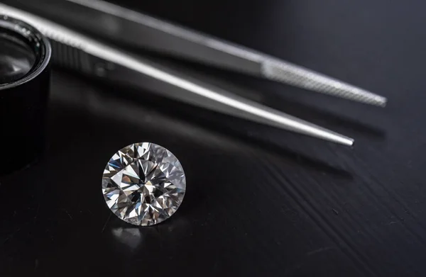 Luxury Diamond Tweezers Black Background — Fotografia de Stock