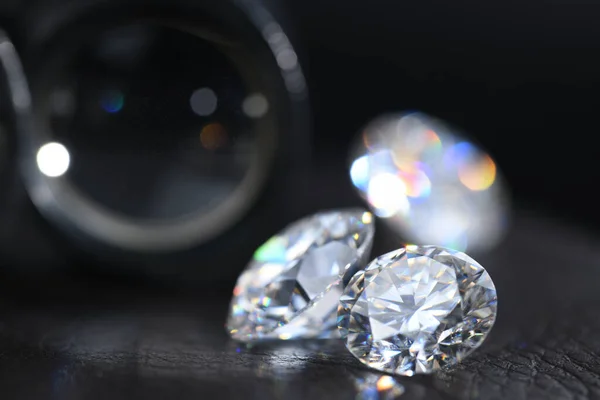 Närbild Diamanter Svart Bakgrund — Stockfoto