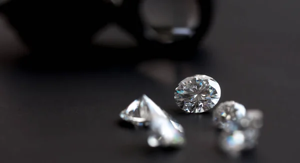 Diamants Sur Fond Noir — Photo