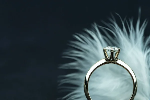 Gros Plan Belle Bague Mariage Avec Diamant — Photo