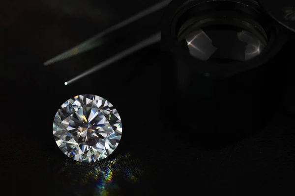 Diamante Luxo Sobre Fundo Preto — Fotografia de Stock