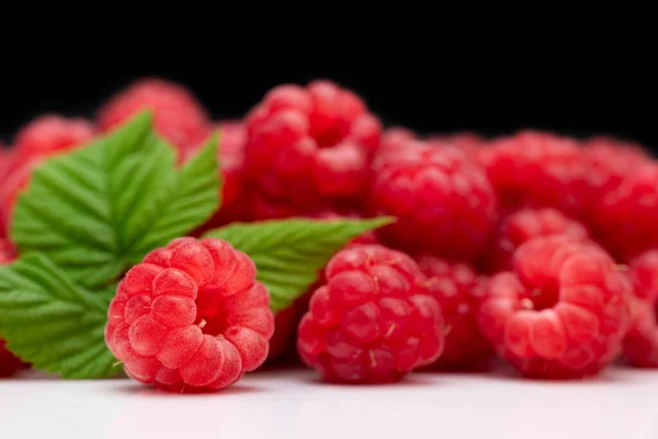 Fresh Raspberries Black Background — Stock Photo, Image