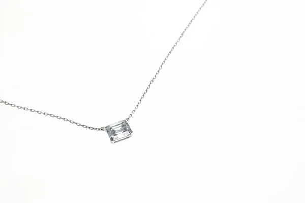 White Gold Diamond Pendant Necklace — Stock Photo, Image