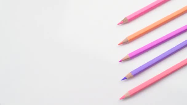 Colored Pencils White Background — Stock Video