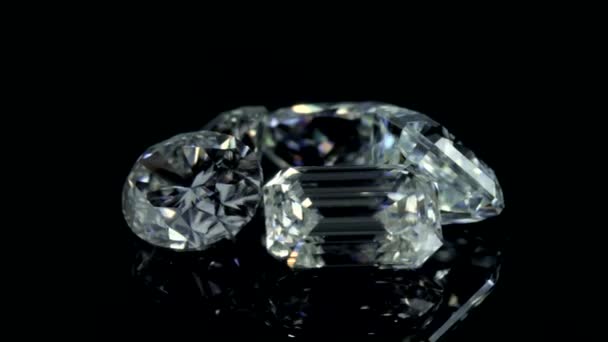 Närbild Diamanter Svart Bakgrund — Stockvideo