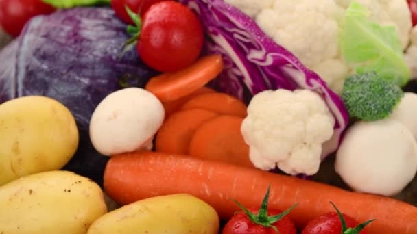 Verduras Jugosas Frescas Comida Vegana — Vídeos de Stock