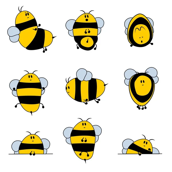 Ensemble d'abeilles mignon — Image vectorielle