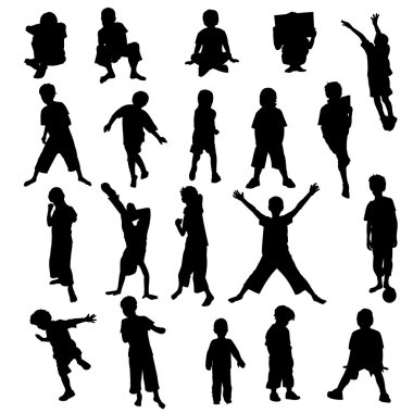 çocuklar silhoettes grubu