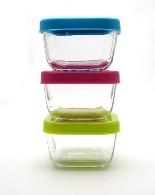 Set of glass lidded tubs clipart