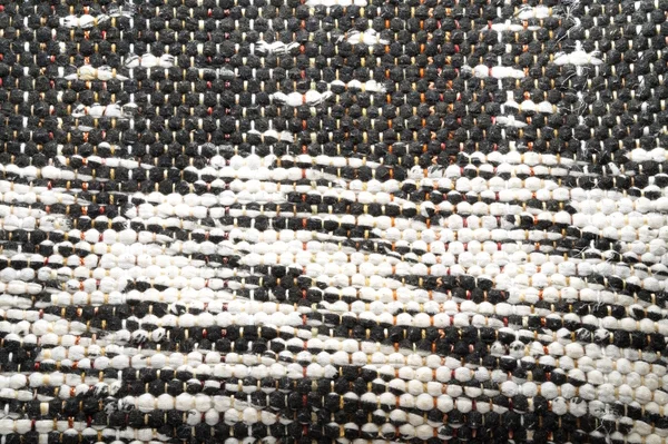 Tkaniny - czarno-białe Rag Tkany dywan — Zdjęcie stockowe