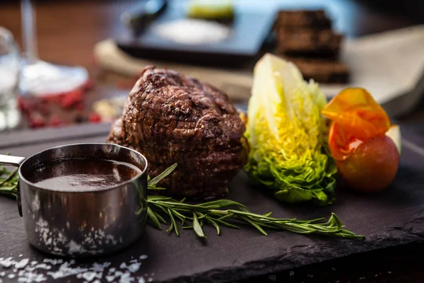 Bistecca Angus Chateaubriant Nero Filetto Tenero Brasiliano Delizioso Primo Piano — Foto Stock