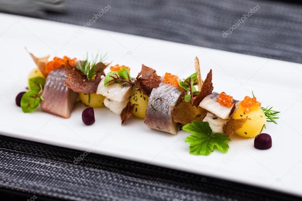 Salted and marinated herring