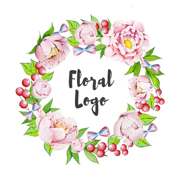 Handgeschilderde bloemen logo — Stockfoto