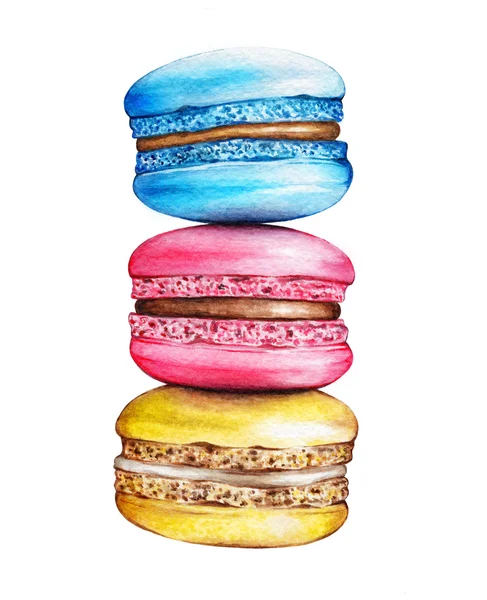 Macarons coloridos pintados a mano — Foto de Stock