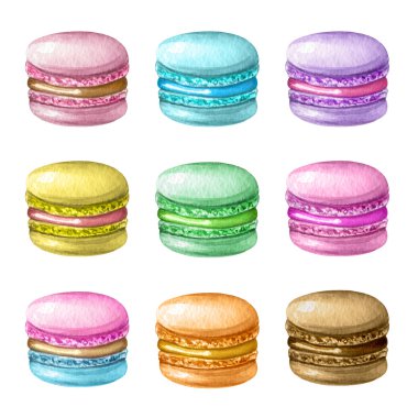 El renkli macarons boyalı