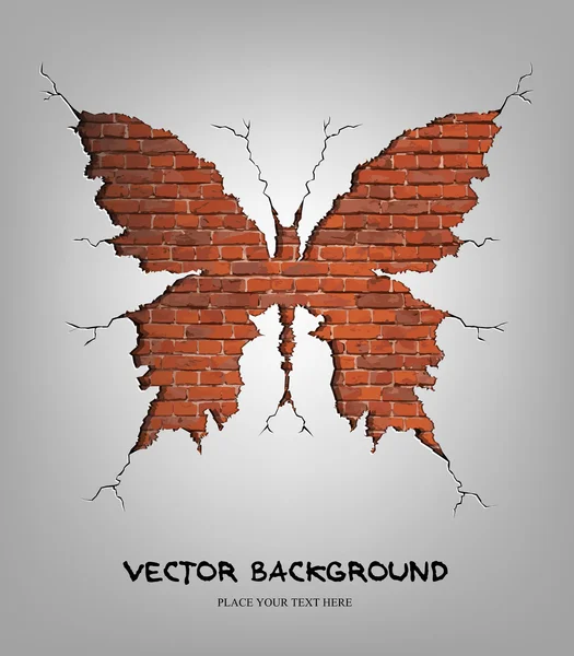 Brick damage butterfly — Stock Vector