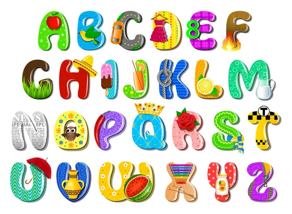 Alphabet enfant coloré — Image vectorielle