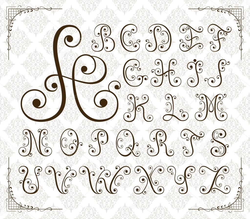 Calligraphic wirly alphabet