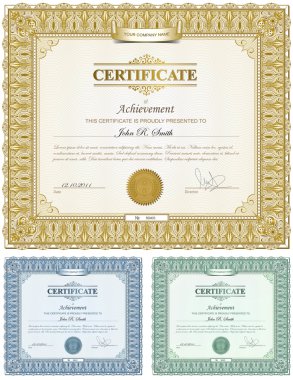 çok renkli detaylı sertifikaları