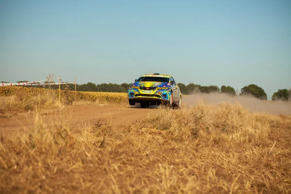 Honda Civic Hatchback Rally Auto Springen Beweging Met Stofwolken Tijdens — Stockfoto