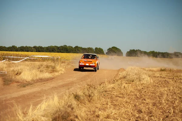 Раллийный Автомобиль Ваз Прыгающий Облаками Пыли Время Этапа Чемпионата Украины Лицензионные Стоковые Фото