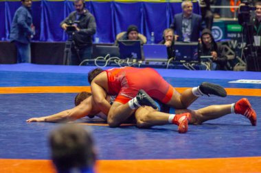 Match between Nick Gwiazdowski, Titan Mercury Wrestling Team USA vs Parviz Hadi, Wrestling Team Razi Iran during World Wrestling Club Cup, December 1, 2016, Kharkov, Ukraine
