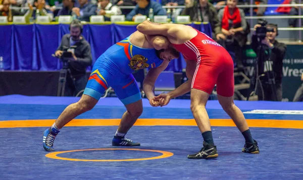 Match Tussen Dzhafarian Ukr Samir Atyan Arm Tijdens World Wrestling — Stockfoto