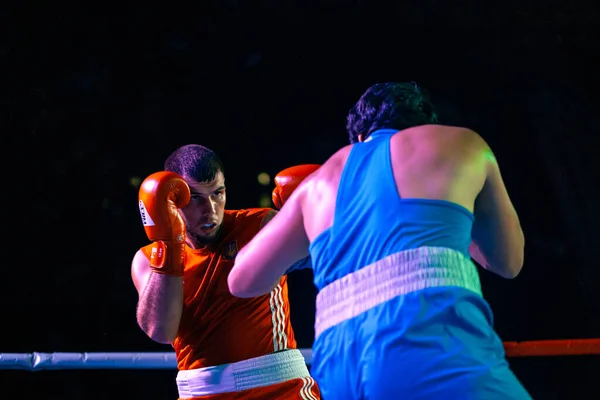 Sergey Gorskov Contra Narek Manasyan Durante Partido Boxeo Entre Las — Foto de Stock