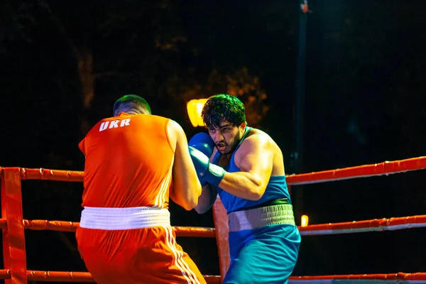 Sergey Gorskov Contra Narek Manasyan Durante Partida Boxe Entre Equipes — Fotografia de Stock