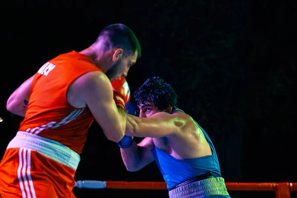 Sergey Gorskov Contra Narek Manasyan Durante Partido Boxeo Entre Las — Foto de Stock