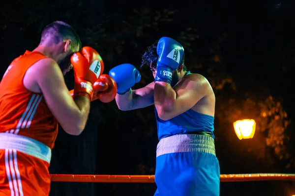 Sergey Gorskov Contra Narek Manasyan Durante Partida Boxe Entre Equipes — Fotografia de Stock