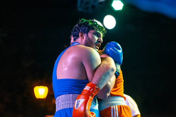 Sergey Gorskov Contra Narek Manasyan Durante Partida Boxe Entre Equipes — Fotografia de Stock