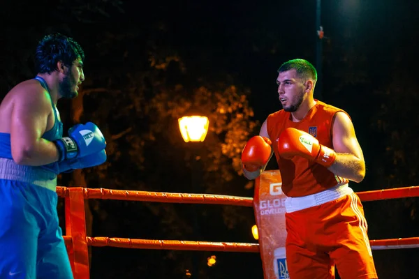 Sergey Gorskov Contra Narek Manasyan Durante Partida Boxe Entre Equipes — Fotografia de Stock