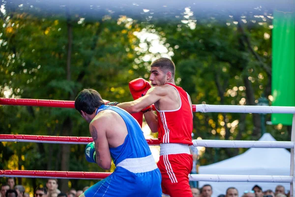 Chulyacheev Oleg Contro Zhorzhik Marutyan Durante Partita Pugilato Tra Squadre — Foto Stock