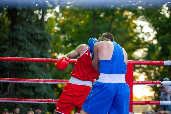 Chulyacheev Oleg Contro Zhorzhik Marutyan Durante Partita Pugilato Tra Squadre — Foto Stock