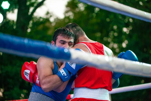 Stepan Oganisyan Gegen Gurgen Madoyan Während Eines Boxkampfes Zwischen Den — Stockfoto