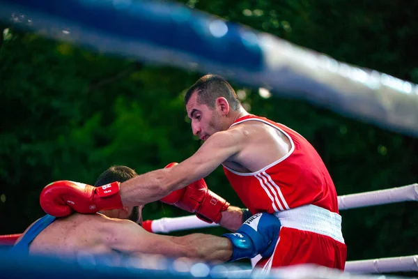 Stepan Oganisyan Contra Gurgen Madoyan Durante Luta Boxe Entre Equipes — Fotografia de Stock