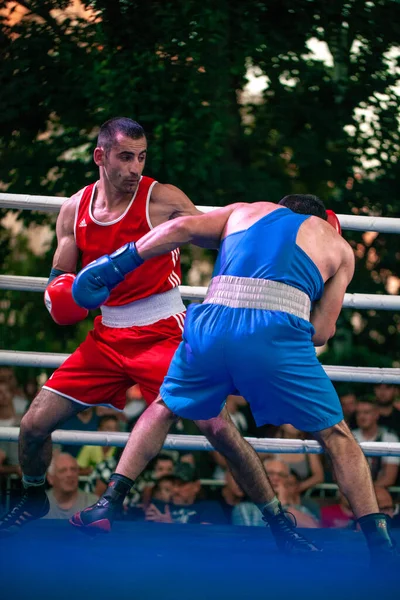 Stepan Oganisyan Contro Gurgen Madoyan Durante Partita Pugilato Tra Squadre — Foto Stock